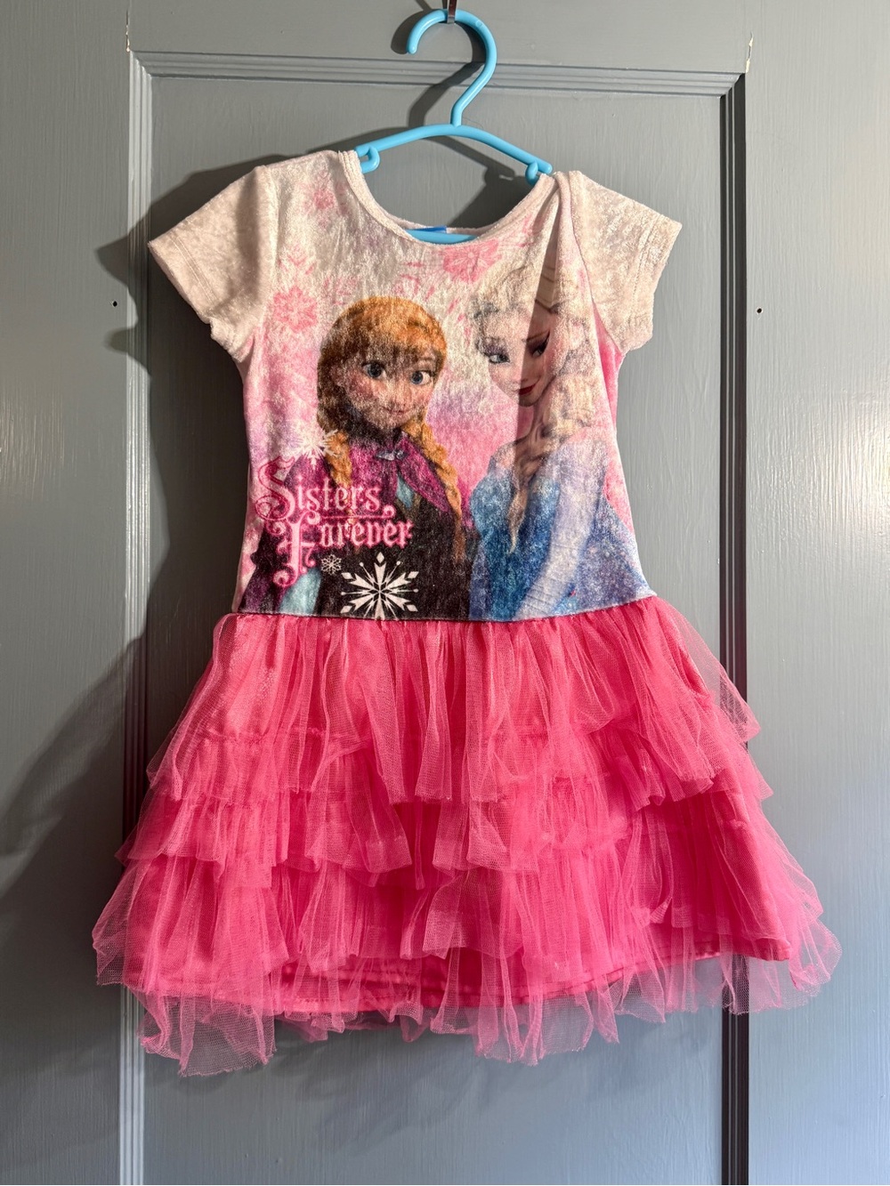 Disney Pink & Blue Frozen Sisters Tulle Layered Dress